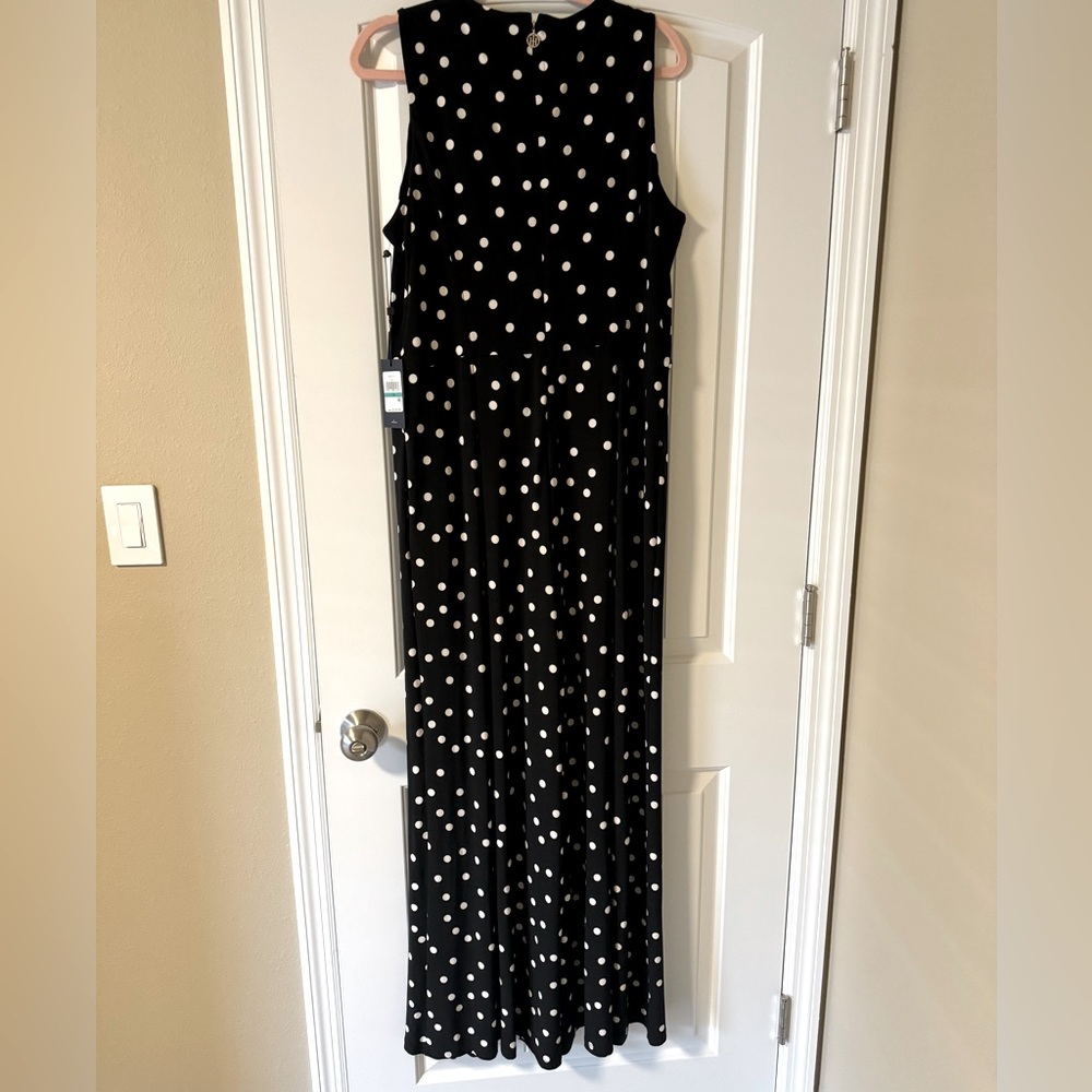 Tommy Hilfiger Polka Dot Sleeveless Wide Leg Jumpsuit Black/White Size 16